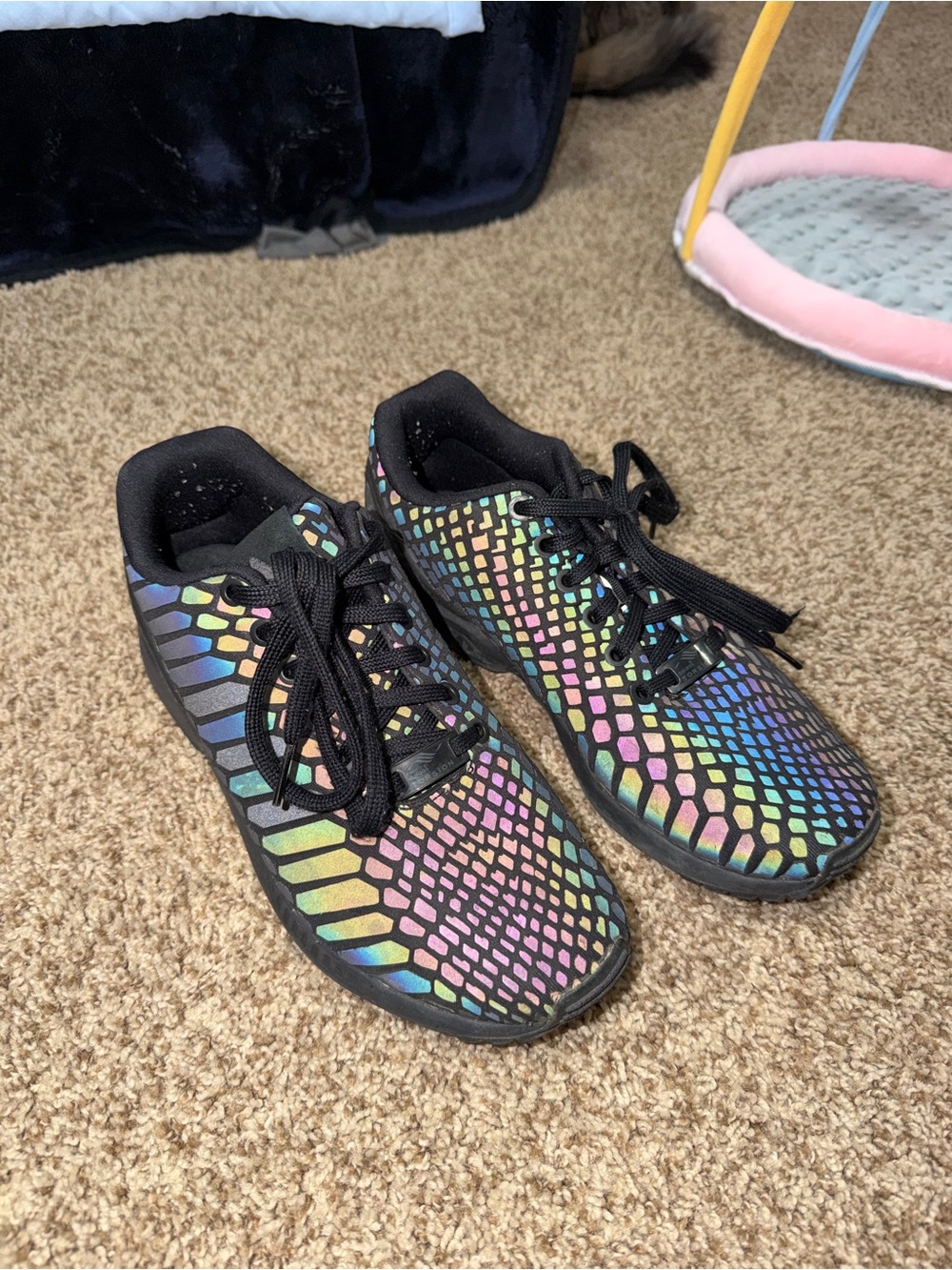 adidas Kids Iridescent Mosaic Lace-Up Sneakers - Black & Multicolor